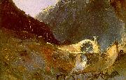 Charles Blechen The Building of Devil's Bridge oil painting